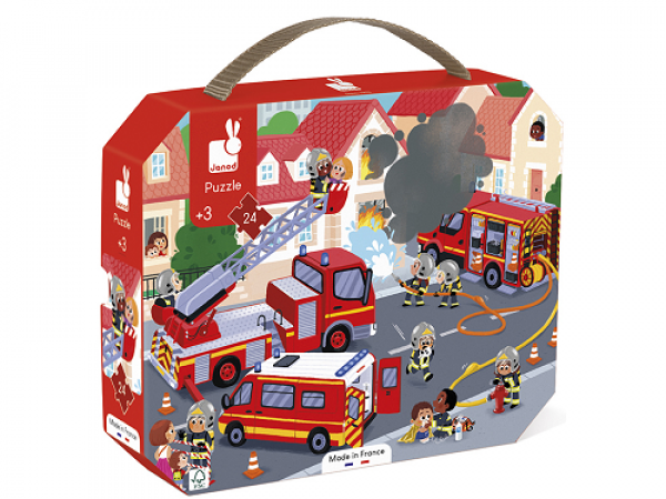 Puzzle Požiarnici v kufríku 24 ks