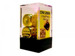 Chessex Specialty Dice Sets - Gold-Plated Metallic 16mm d6 (2pcs)