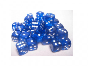 Kocka Chessex Translucent D6 s bodkami 12mm Blue w/white